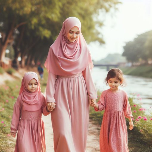 حجاب صورتی مادر و دختر