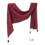 شال نخی تک رنگ ساده لنین رنگ زرشکی کد 2133