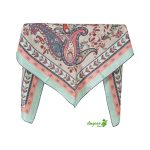 روسری ابریشم توییل شاد سبز نسکافه ای کد 1451